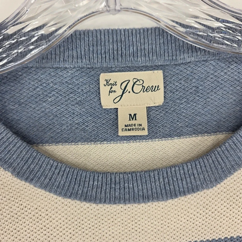 J. Crew Knit Sweater Size M Blue White Striped Nautical Preppy Coastal Classic